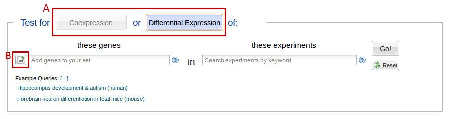 Figure 1 - Initial state of the expression search form